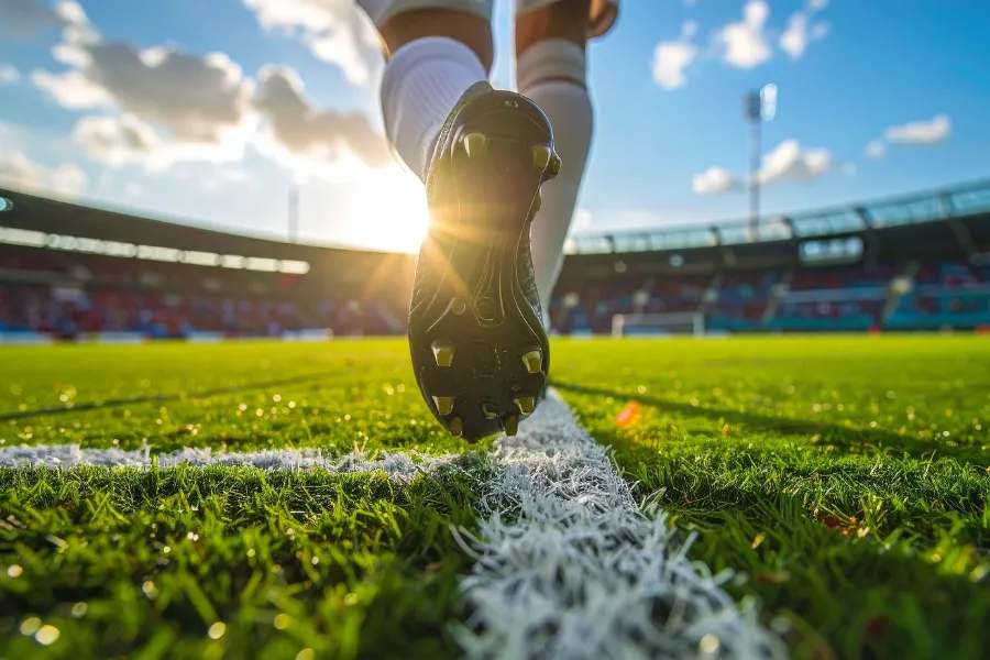 Cleats running on a field